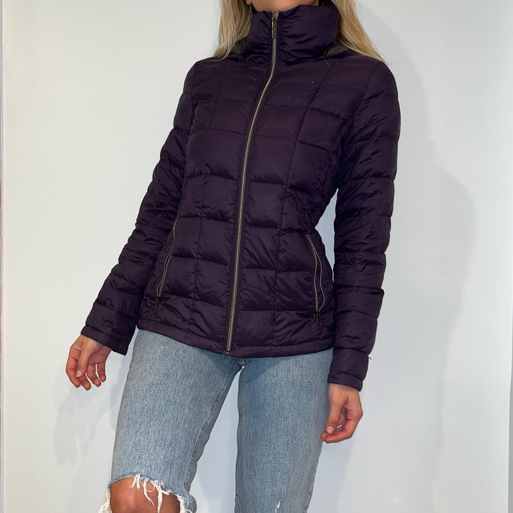 Michael Kors purple hooded down packed coat with removable hood
